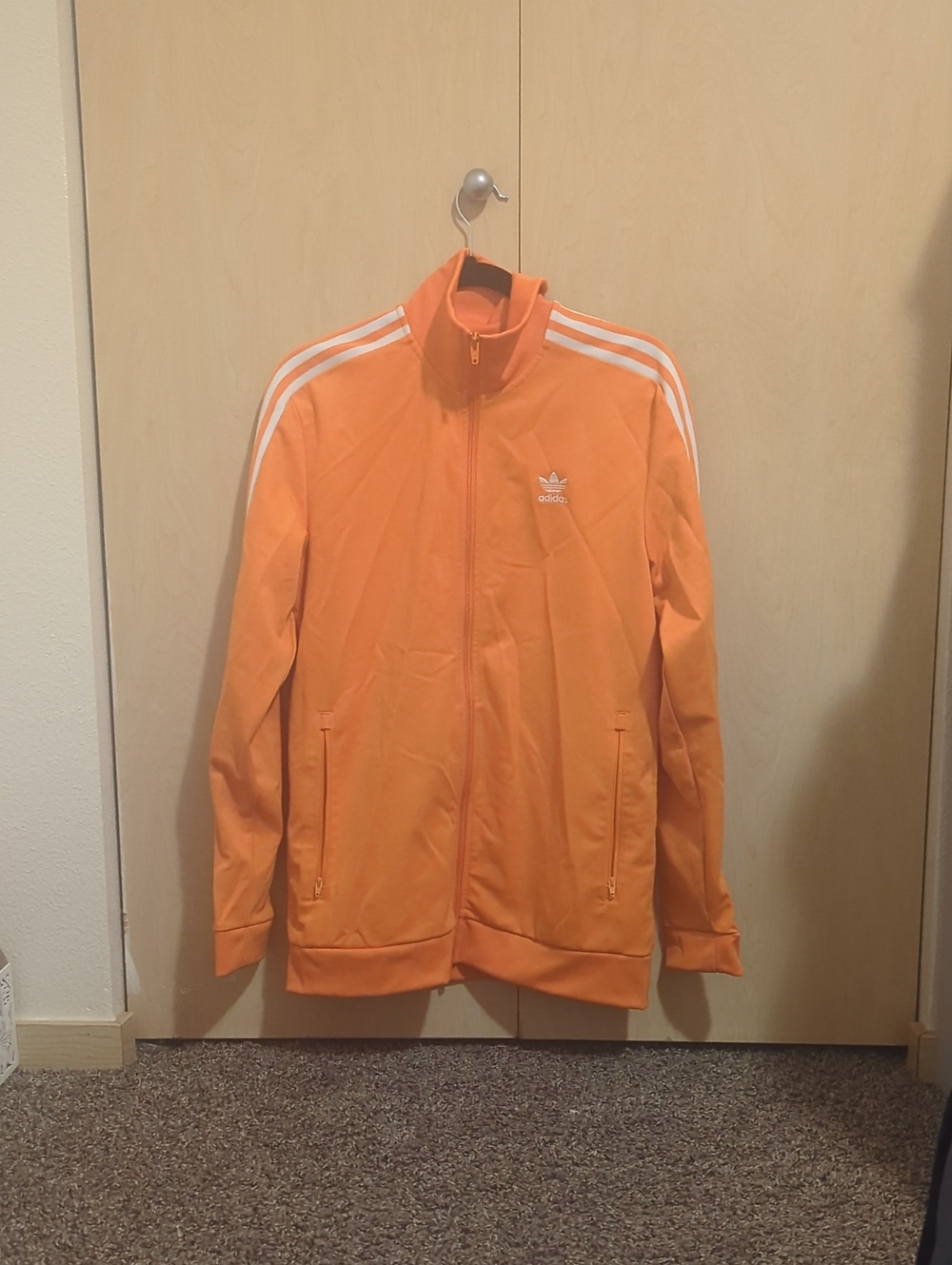adidas Orange Lightweight Track Jacket with White 3-Stripes